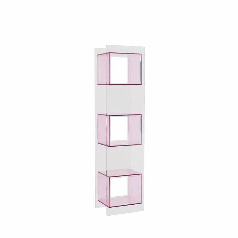 Sleek Modern Acrylic 5-Tier Rectangular Storage Shelf with Open-Display Bookcase for Living Room & Home Office