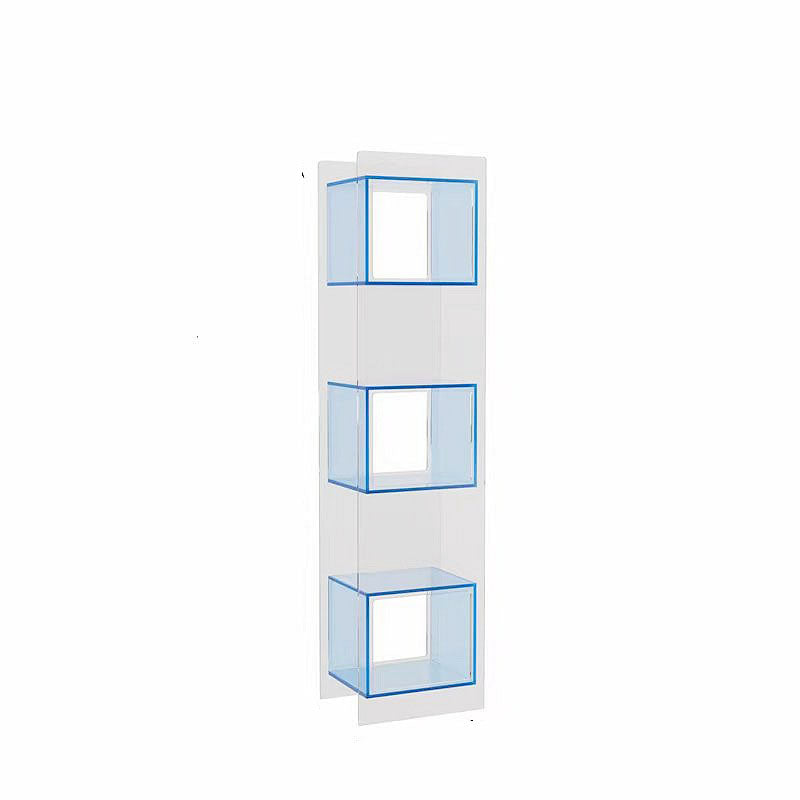 Sleek Modern Acrylic 5-Tier Rectangular Storage Shelf with Open-Display Bookcase for Living Room & Home Office