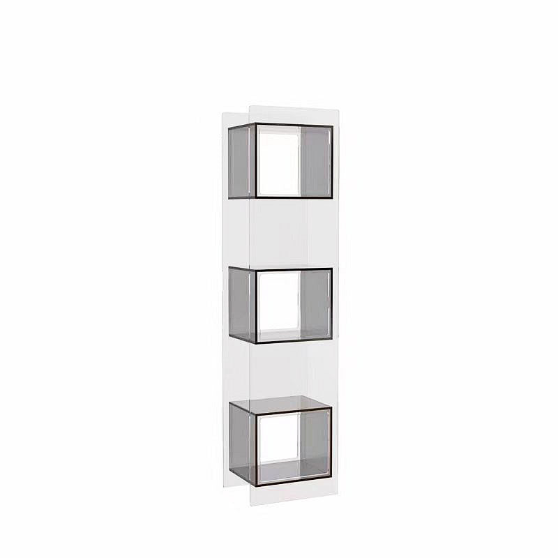 Sleek Modern Acrylic 5-Tier Rectangular Storage Shelf with Open-Display Bookcase for Living Room & Home Office