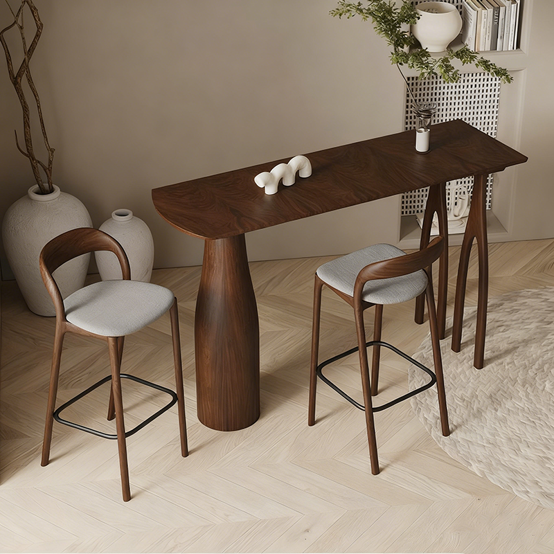 Modern Mid-Century Solid Pine Bar Table with Sculptural Tapered Pedestal – A Statement Piece for Home Dining