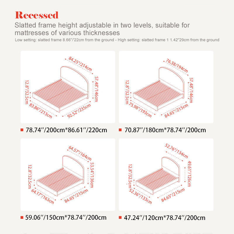 Removable Covers Beech Wood Bed Frame - Retro Customizable & Eco-Friendly Bed