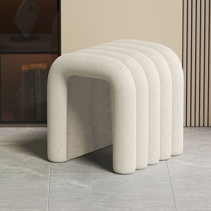 Contemporary Velvet Vanity Stool with Arch Design, Solid Wood, Backless and Armless — Perfect Bedroom Accent