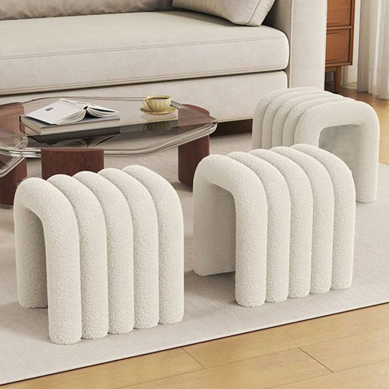 Contemporary Velvet Vanity Stool with Arch Design, Solid Wood, Backless and Armless — Perfect Bedroom Accent