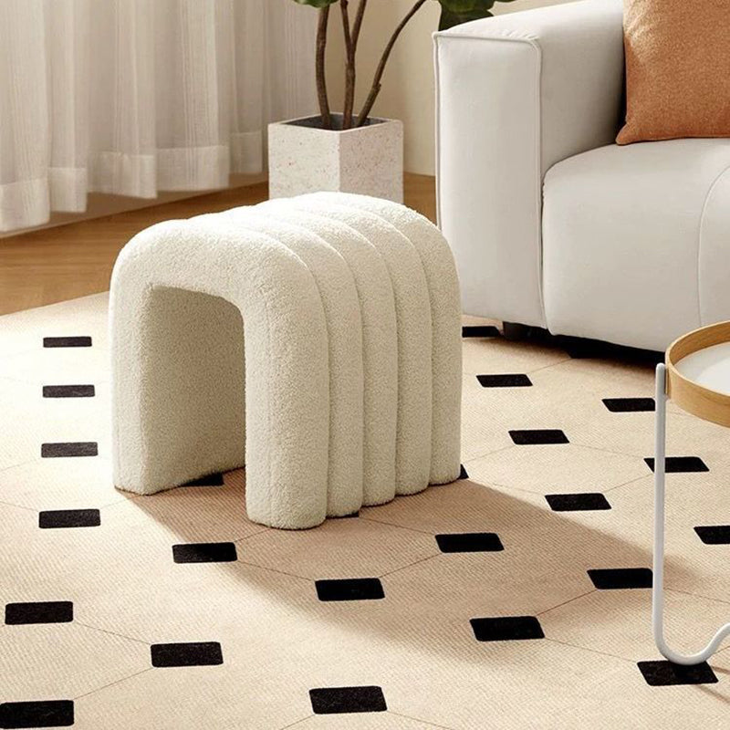 Contemporary Velvet Vanity Stool with Arch Design, Solid Wood, Backless and Armless — Perfect Bedroom Accent
