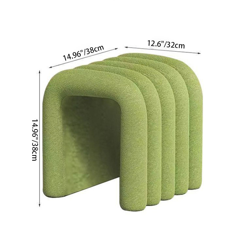 Contemporary Velvet Vanity Stool with Arch Design, Solid Wood, Backless and Armless — Perfect Bedroom Accent