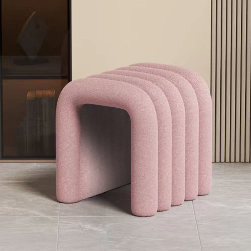 Contemporary Velvet Vanity Stool with Arch Design, Solid Wood, Backless and Armless — Perfect Bedroom Accent