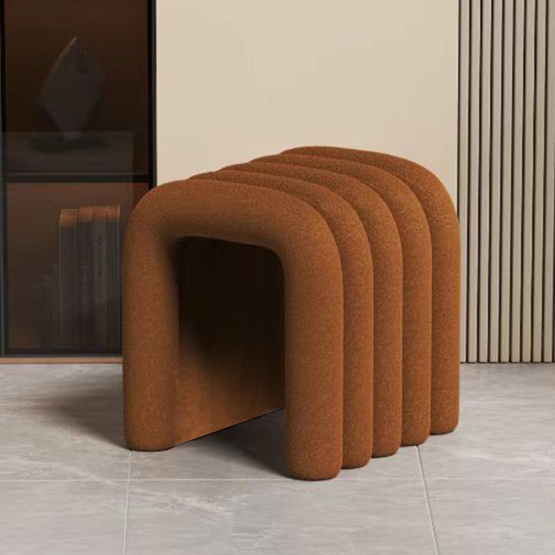 Contemporary Velvet Vanity Stool with Arch Design, Solid Wood, Backless and Armless — Perfect Bedroom Accent