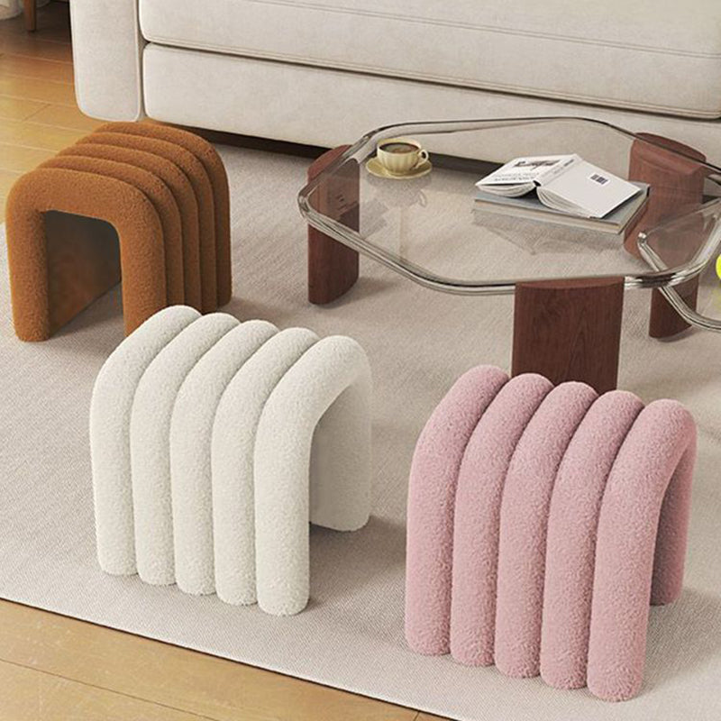 Contemporary Velvet Vanity Stool with Arch Design, Solid Wood, Backless and Armless — Perfect Bedroom Accent