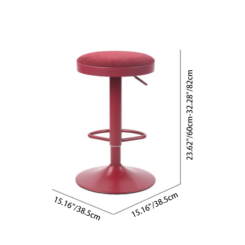 Modern Minimalist Backless Bar Stool with Cylindrical Carbon Steel Frame and Cotton-Linen Upholstery for Dining Room & Kitchen