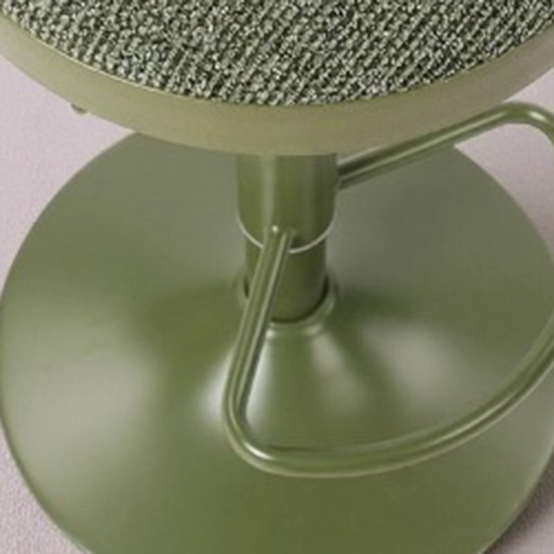 Modern Minimalist Backless Bar Stool with Cylindrical Carbon Steel Frame and Cotton-Linen Upholstery for Dining Room & Kitchen