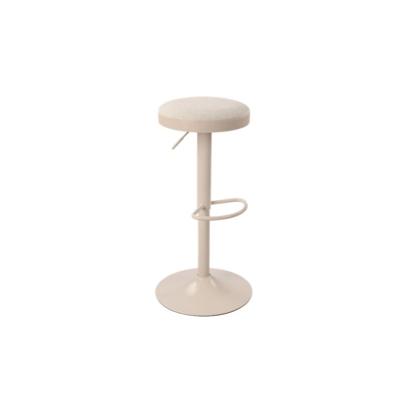 Modern Minimalist Backless Bar Stool with Cylindrical Carbon Steel Frame and Cotton-Linen Upholstery for Dining Room & Kitchen