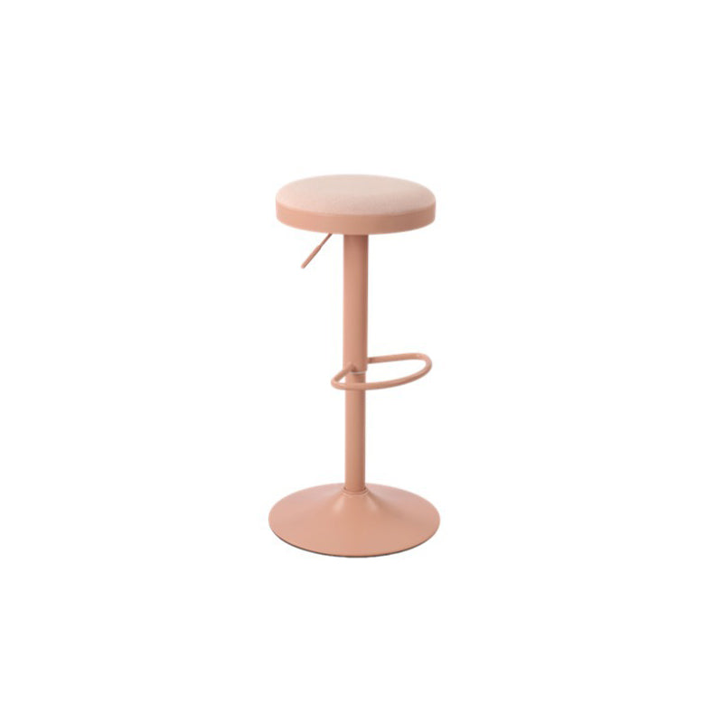 Modern Minimalist Backless Bar Stool with Cylindrical Carbon Steel Frame and Cotton-Linen Upholstery for Dining Room & Kitchen