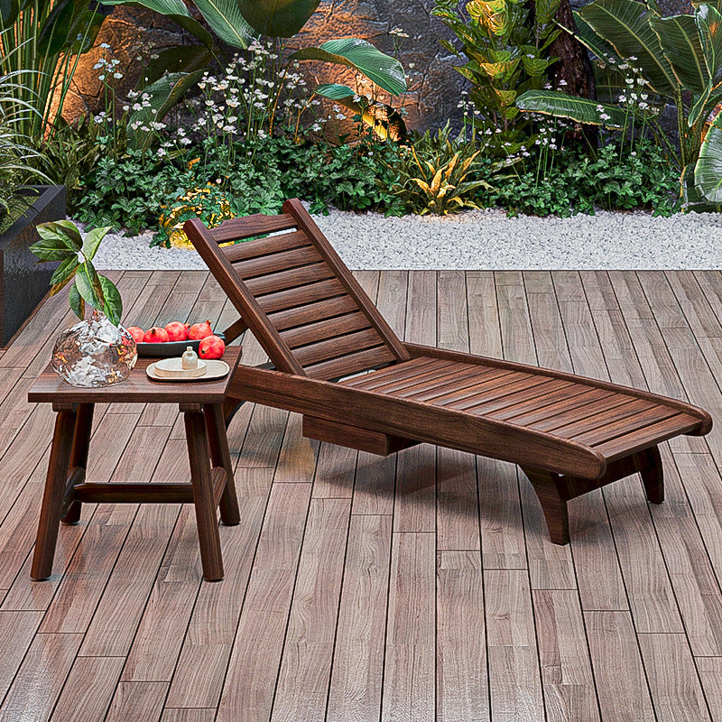 Traditional Rustic Cedar Rectangular Outdoor Recliner with Adjustable Backrest