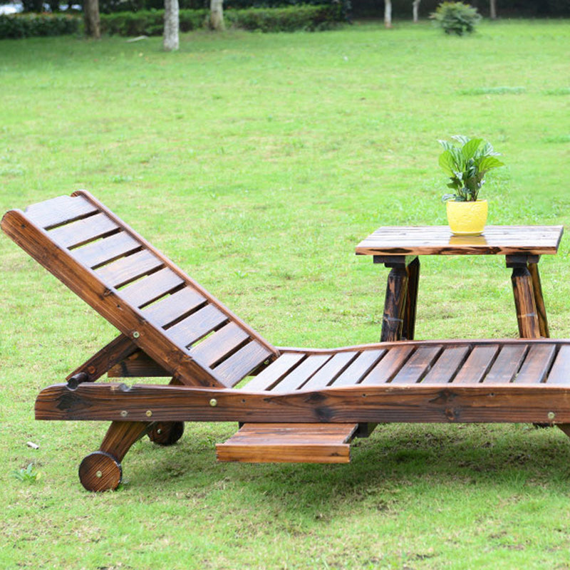 Traditional Rustic Cedar Rectangular Outdoor Recliner with Adjustable Backrest