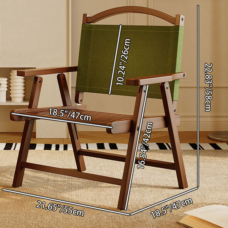Nordic Contemporary Folding Outdoor Chair – Bamboo Frame, Curved Rectangular Design, Oxford Fabric, Backrest and Armrests for Garden