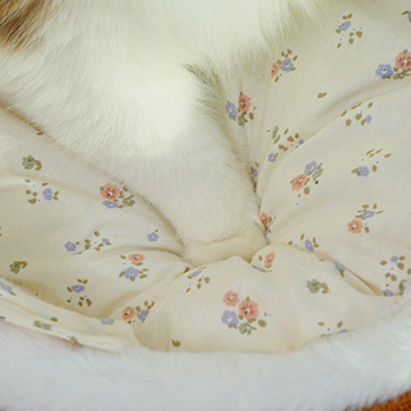 Traditional French Curved Rocking Cradle Sunshade – MDF Pet Bed for Cats with Fabric Cover, Bedroom-Ready