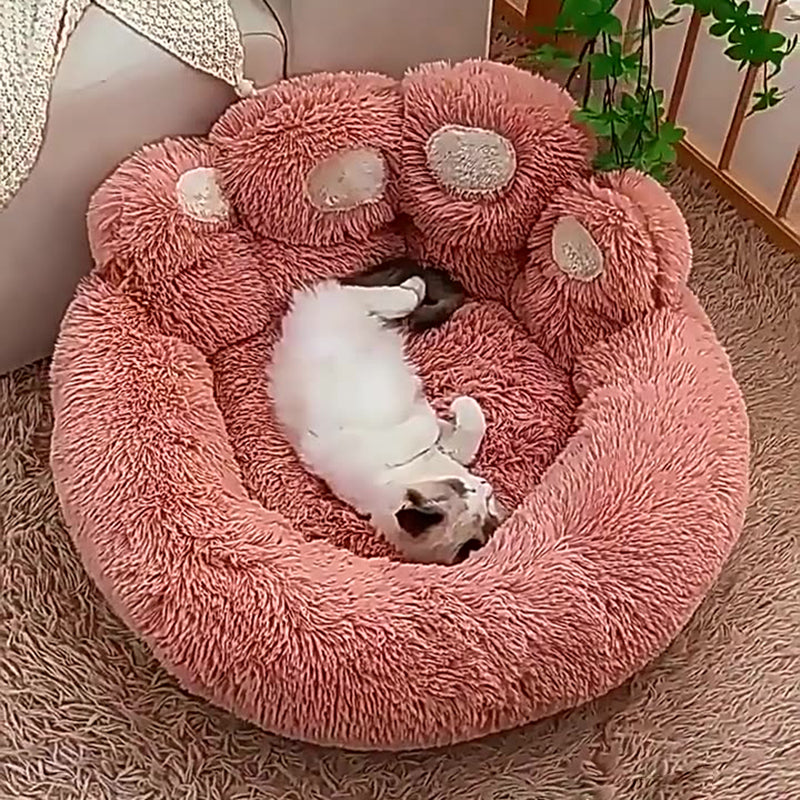 Modern Round Claw-Shaped Cat Bed in Arctic Velvet Plush – Ultra-Soft Polyester Fiber Pet Bed for Bedroom