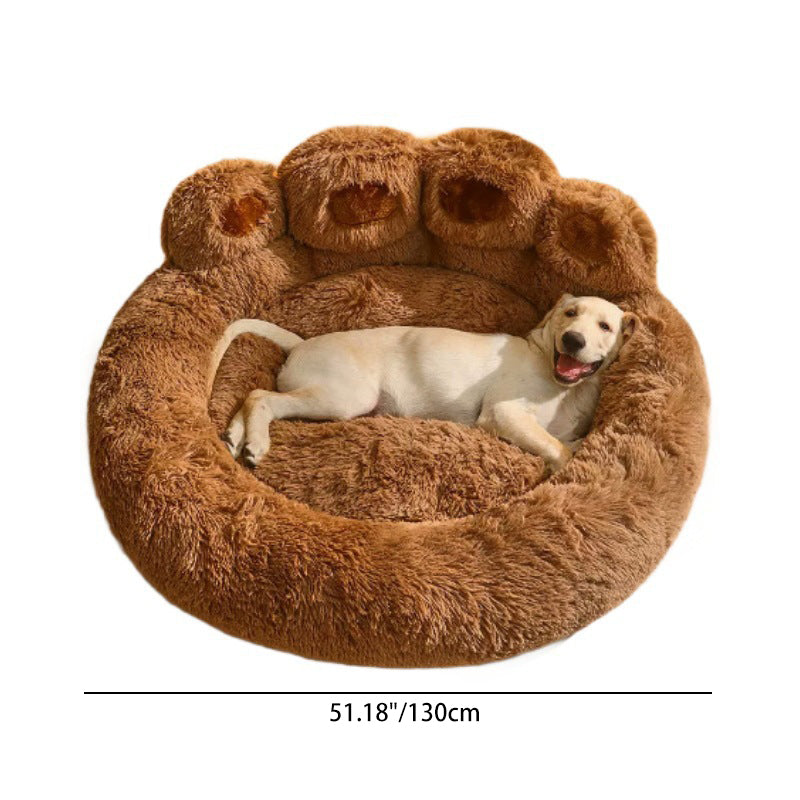 Modern Round Claw-Shaped Cat Bed in Arctic Velvet Plush – Ultra-Soft Polyester Fiber Pet Bed for Bedroom