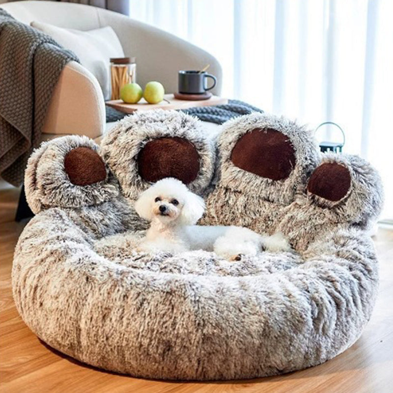 Modern Round Claw-Shaped Cat Bed in Arctic Velvet Plush – Ultra-Soft Polyester Fiber Pet Bed for Bedroom
