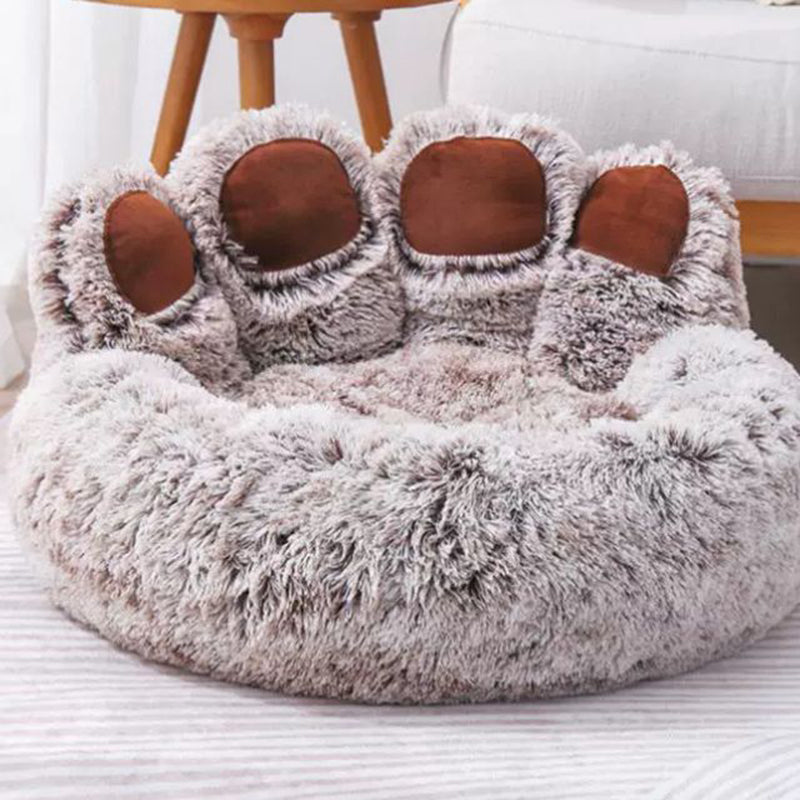 Modern Round Claw-Shaped Cat Bed in Arctic Velvet Plush – Ultra-Soft Polyester Fiber Pet Bed for Bedroom