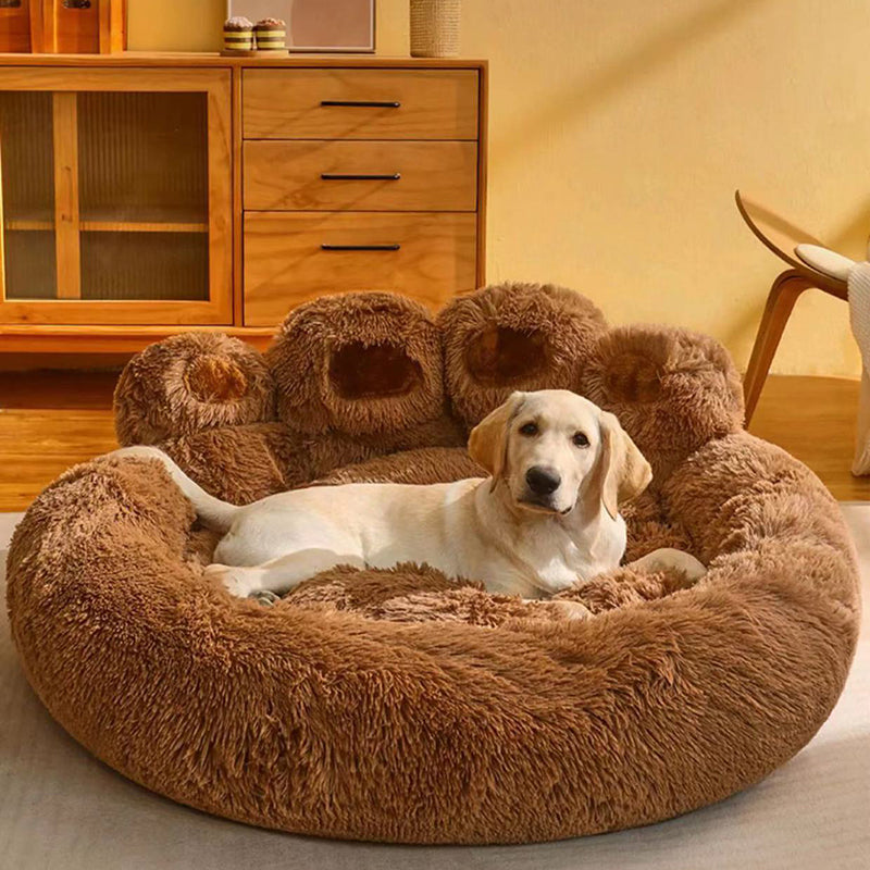 Modern Round Claw-Shaped Cat Bed in Arctic Velvet Plush – Ultra-Soft Polyester Fiber Pet Bed for Bedroom