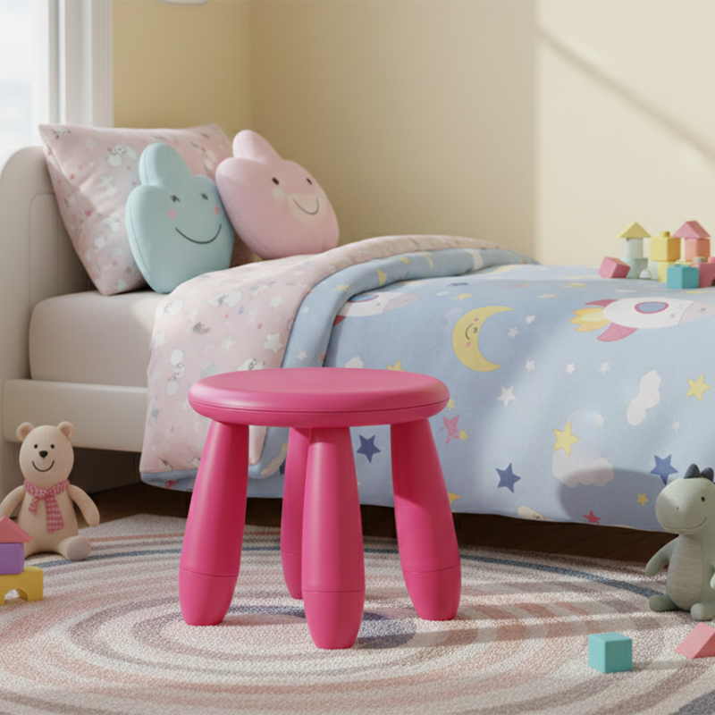 Modern Minimalist Cylindrical Kids' PP Low Stool - Backless, Armless for Living Room