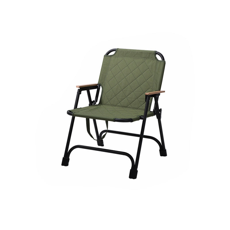 Modern Minimalist Folding Camping Chair – Rectangular Diamond-Pattern Oxford Fabric, Carbon Steel Frame, Beech Wood Backrest & Armrests, Ideal for Garden