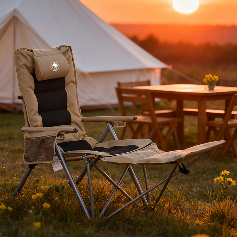 Modern Minimalist Rectangular Foldable Camping Chair with Steel Frame and Oxford Fabric, Backrest & Armrests – Ideal for Garden