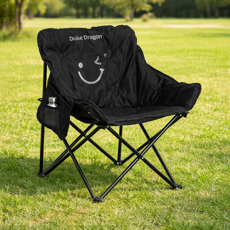 Modern Minimalist Foldable Camping Chair — Rectangular Carbon Steel Frame, Oxford Fabric Seat, Backrest and Armless Design for Garden
