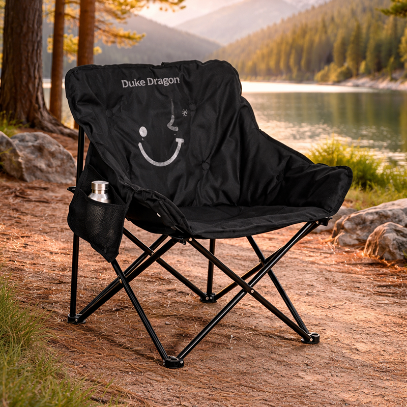 Modern Minimalist Foldable Camping Chair — Rectangular Carbon Steel Frame, Oxford Fabric Seat, Backrest and Armless Design for Garden