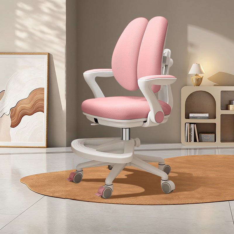 Contemporary Kids Desk Chair with Curved Rabbit-Ear Backrest, PP Mesh Fabric, Height-Adjustable, Armrests – Suitable for Home or Office