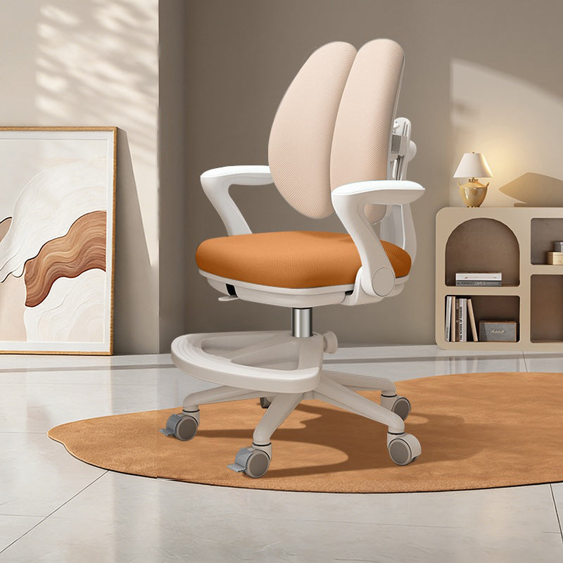 Contemporary Kids Desk Chair with Curved Rabbit-Ear Backrest, PP Mesh Fabric, Height-Adjustable, Armrests – Suitable for Home or Office