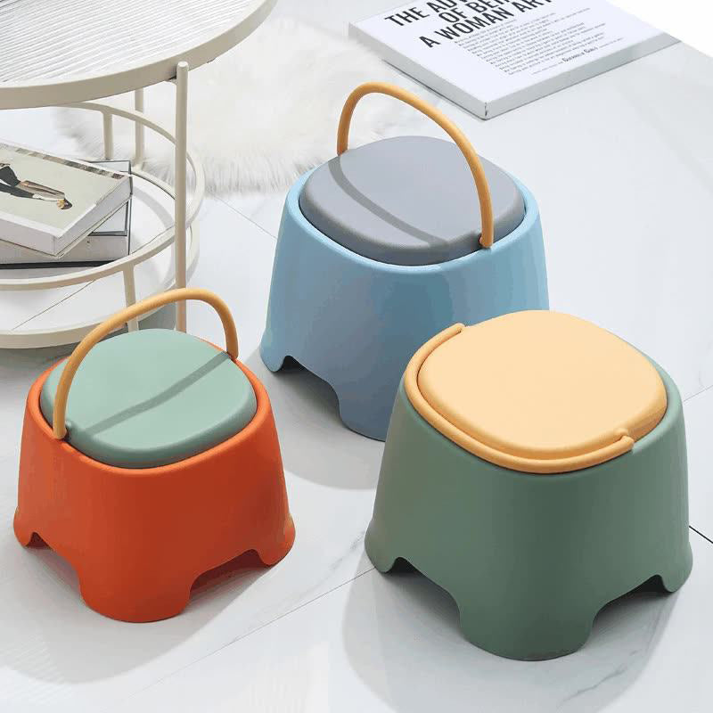Modern Cylindrical PP Kids' Low Stool - Portable, Backless & Armless, Ideal for Living Room