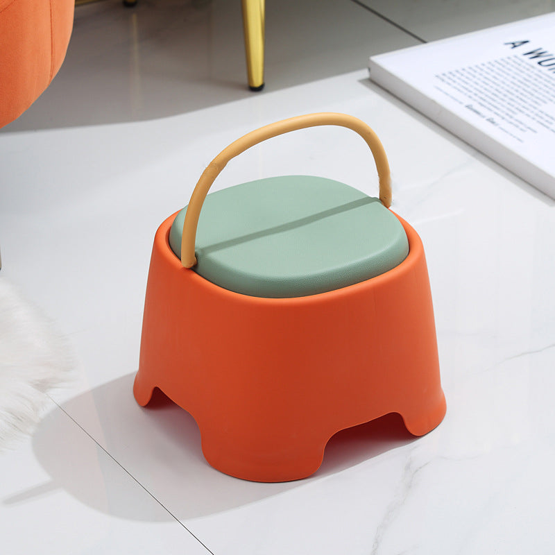 Modern Cylindrical PP Kids' Low Stool - Portable, Backless & Armless, Ideal for Living Room