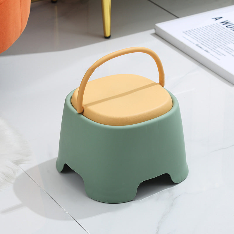 Modern Cylindrical PP Kids' Low Stool - Portable, Backless & Armless, Ideal for Living Room
