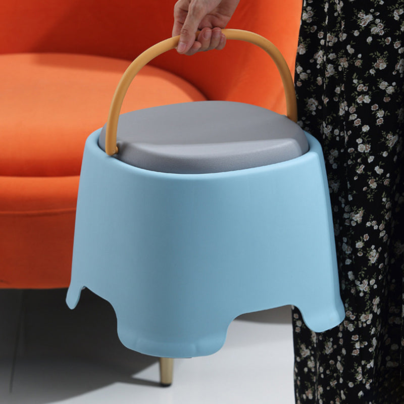Modern Cylindrical PP Kids' Low Stool - Portable, Backless & Armless, Ideal for Living Room