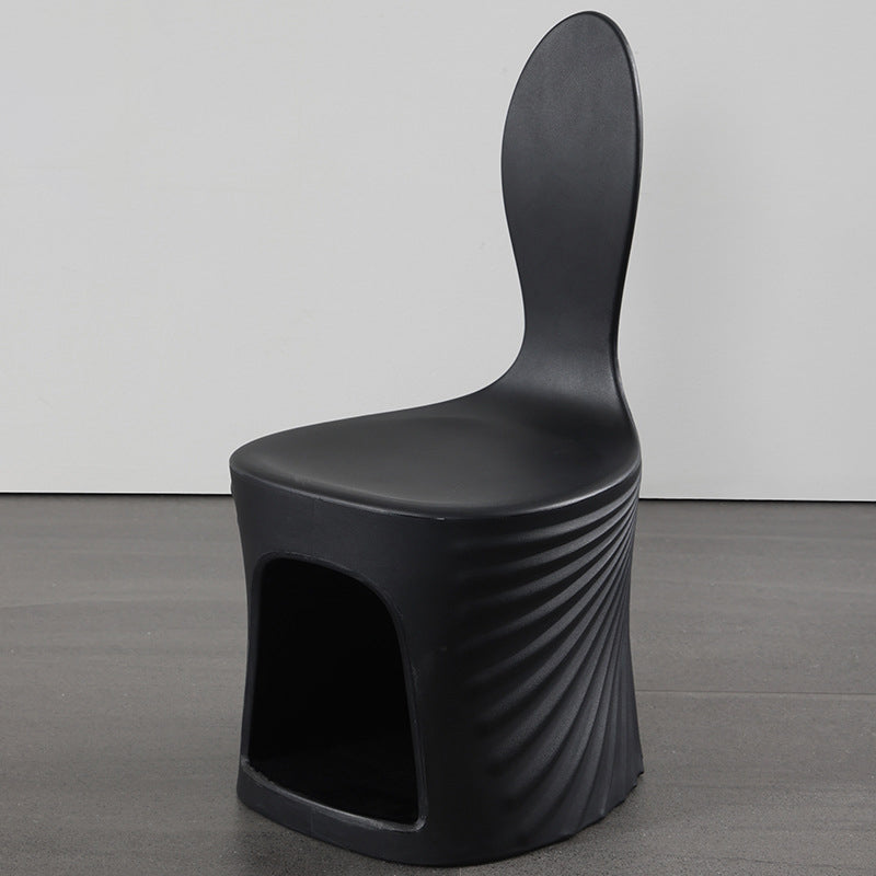 Contemporary Wave-Shell Design PE Kids Dining Chair, Armless, for Dining Room & Kitchen