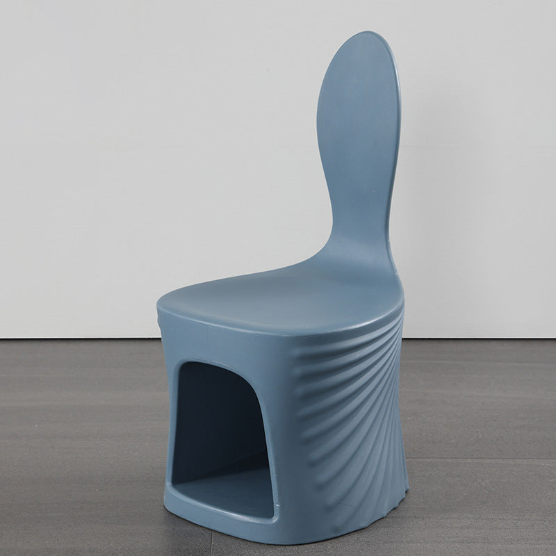 Contemporary Wave-Shell Design PE Kids Dining Chair, Armless, for Dining Room & Kitchen