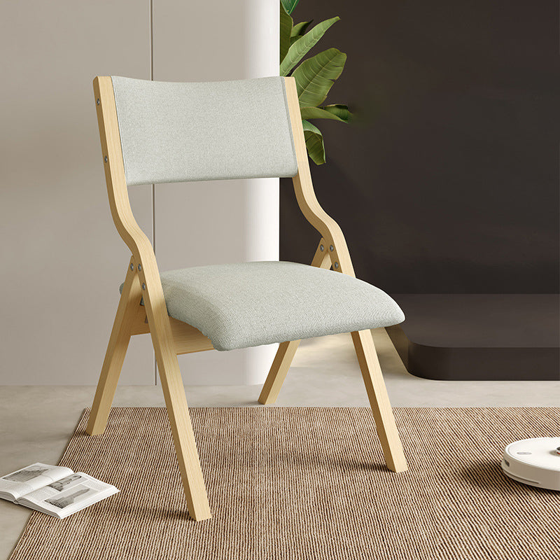 Contemporary Scandinavian Square Birch Solid Wood Fabric Foldable Backrest Dining Chair For Dining Room