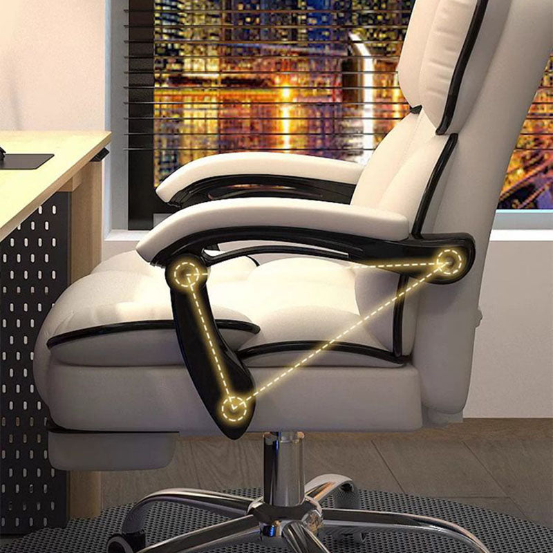 Modern Scandinavian Rectangular PU Leather Gaming Chair with Steel Frame, Height-Adjustable Swivel Backrest and Armrests for Bedroom