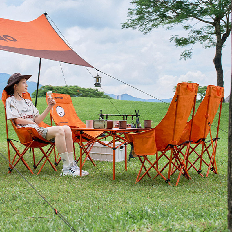 Modern Minimalist Folding Camping Chair with Rectangular Carbon-Steel Frame and Oxford Fabric Backrest for Outdoor Use