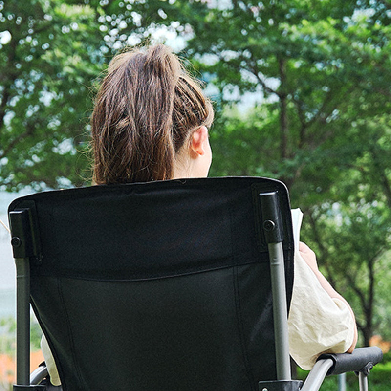 Modern Minimalist Square Carbon-Steel Folding Camping Chair with Oxford Fabric Backrest and Armrests – Black, Outdoor Use