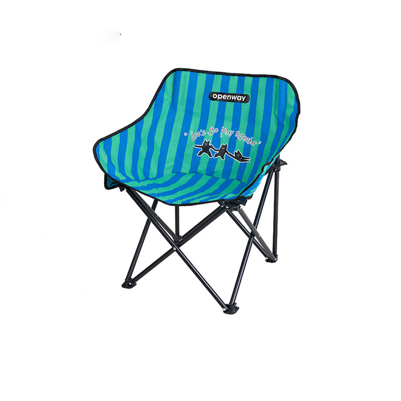 Modern Minimalist Foldable Camping Chair with Backrest — Square Carbon Steel Frame, Oxford Fabric, Striped or Plaid Design, Outdoor Use