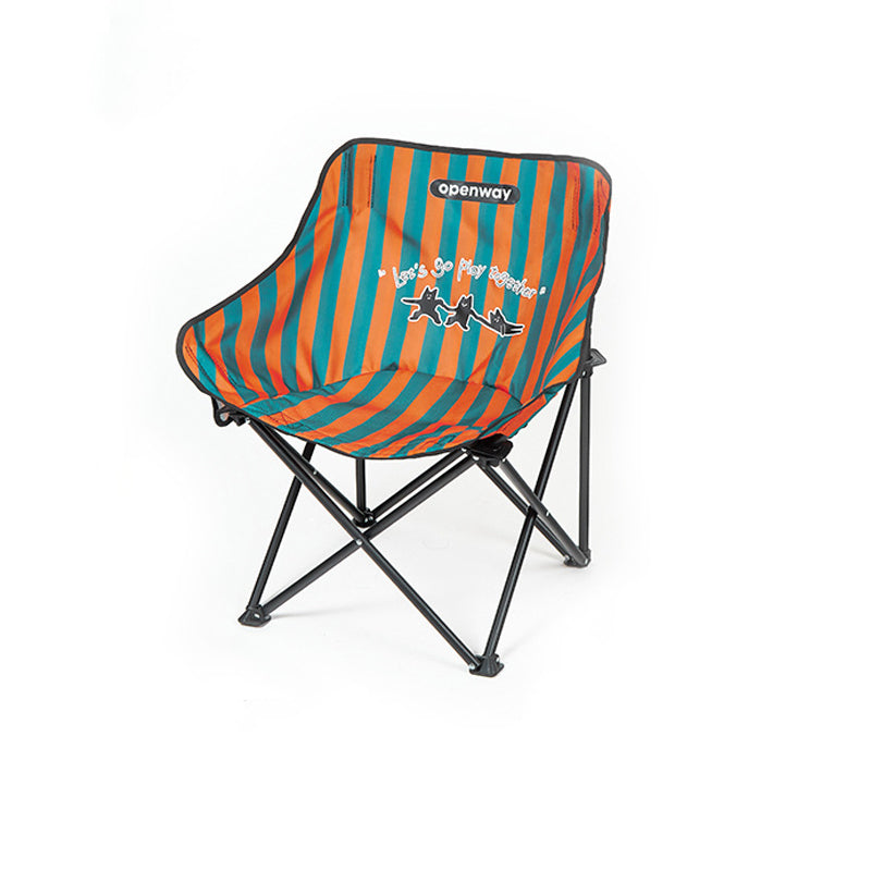 Modern Minimalist Foldable Camping Chair with Backrest — Square Carbon Steel Frame, Oxford Fabric, Striped or Plaid Design, Outdoor Use