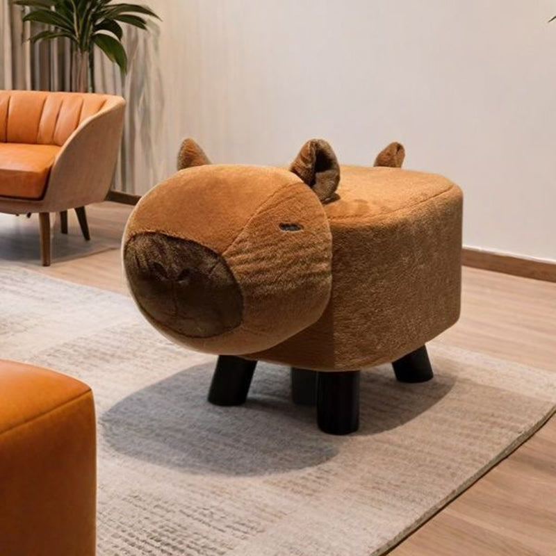 Modern Minimalist Rectangular Solid Wood Footstool with Cushioned Fabric - Kid-Sized Living Room Footrest