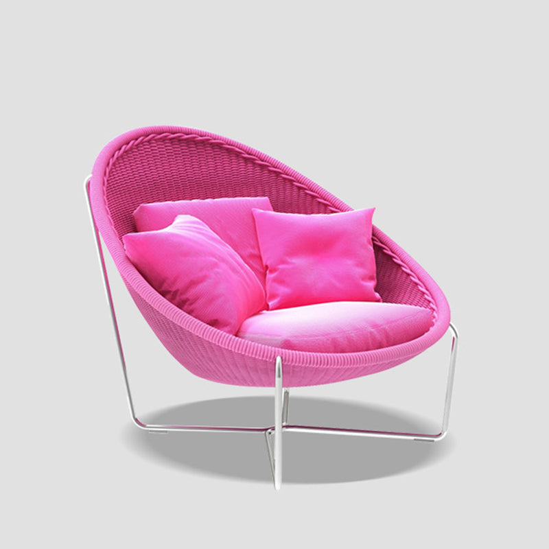Modern Minimalist Curved Aluminum Alloy Rope Recliner with Durable Polypropylene Rope, Sturdy Backrest and Armrests for Garden