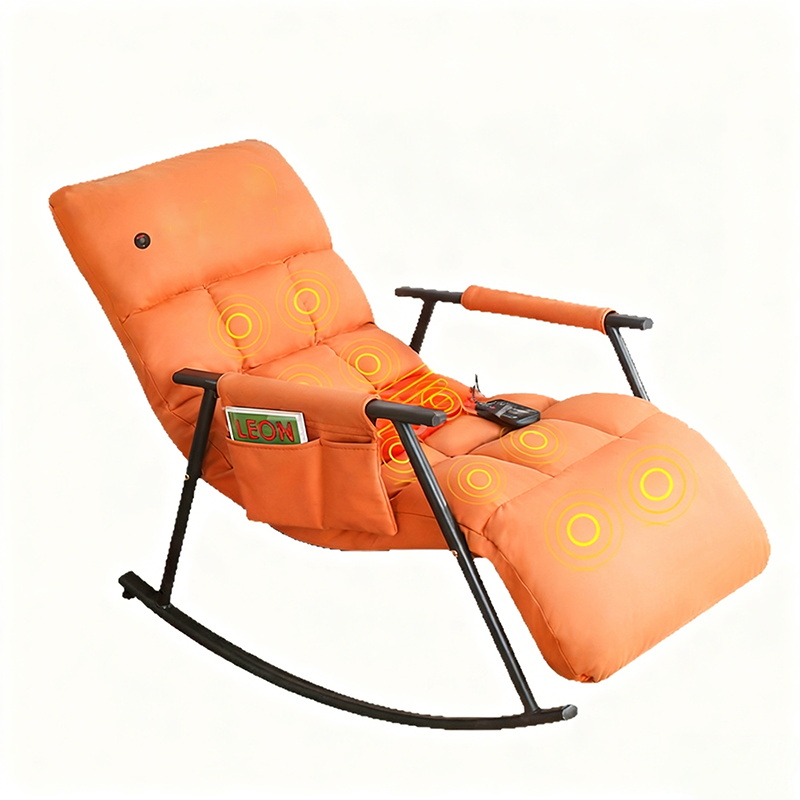 Modern Minimalist Curved Iron Rocking Chair with Tech Fabric and PP Cotton Cushions – Backrest & Armrests for Living Room