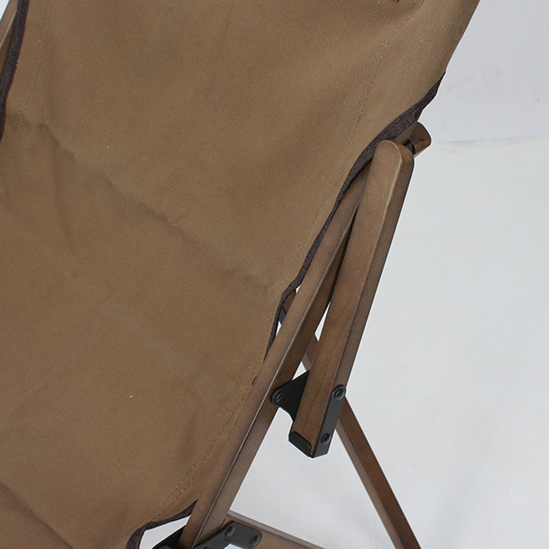Modern Minimalist Curved Solid Wood Recliner with Fabric Backrest and Foldable Armrests for Garden