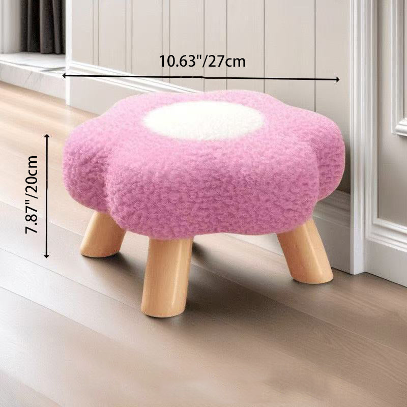 Kids' Flower-Shaped Lamb Fleece Stool - Stackable, Low-Profile, Backless & Armless Contemporary Seating for Living Room & Bedroom