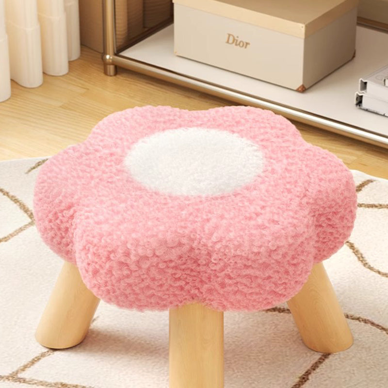 Kids' Flower-Shaped Lamb Fleece Stool - Stackable, Low-Profile, Backless & Armless Contemporary Seating for Living Room & Bedroom